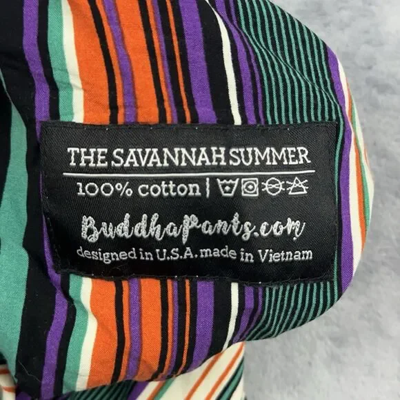 Buddha The Savannah Summer Pants Sz S Multicolor Striped Harem Yoga Flowy Hippie - Picture 7 of 10